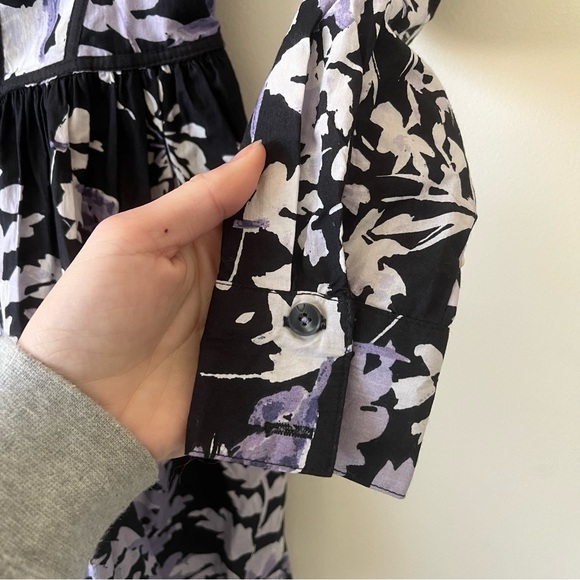 by Anthropologie Corset Collared Floral Smocked Long Sleeve Shirt Mini Dress - Picture 4 of 9